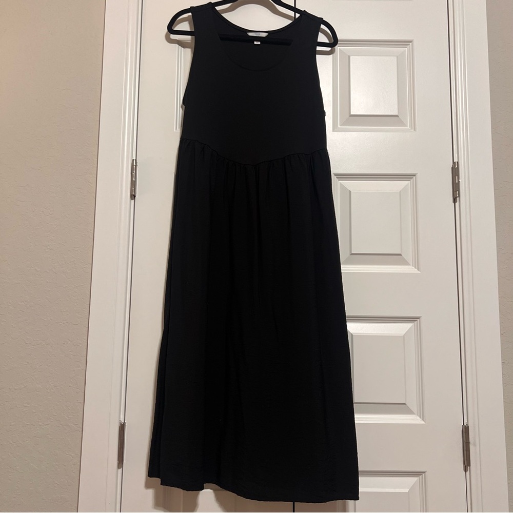 Time and Tru Black Mixed Media Tank Midi Dress